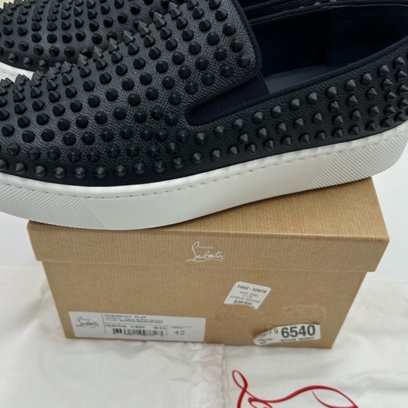 Men's Christian Louboutin spike boat slip on sneakers. Size 44 . US 11 - Picture 7 of 9